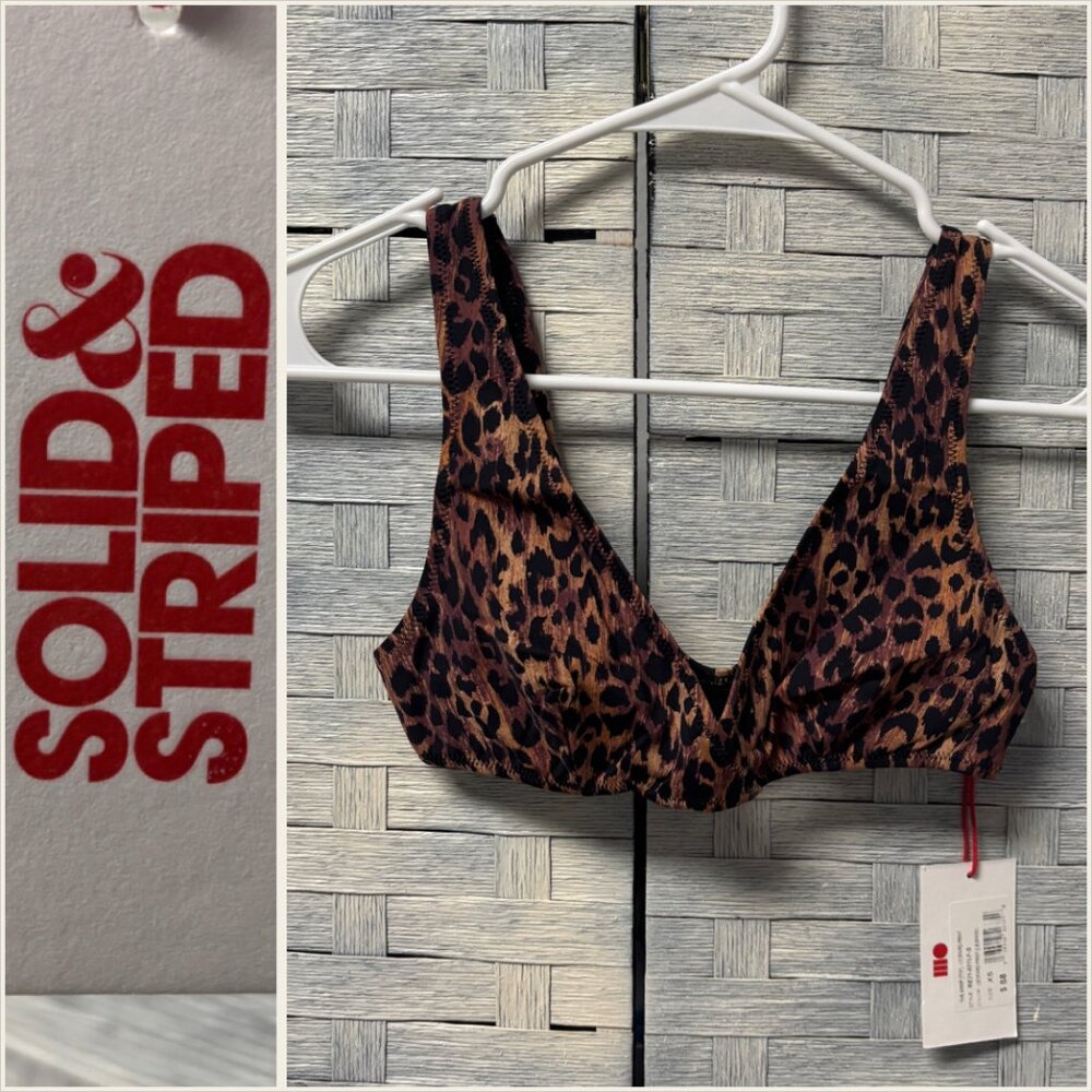 Solid & Striped XS The Annie Leopard Print Bikini Top